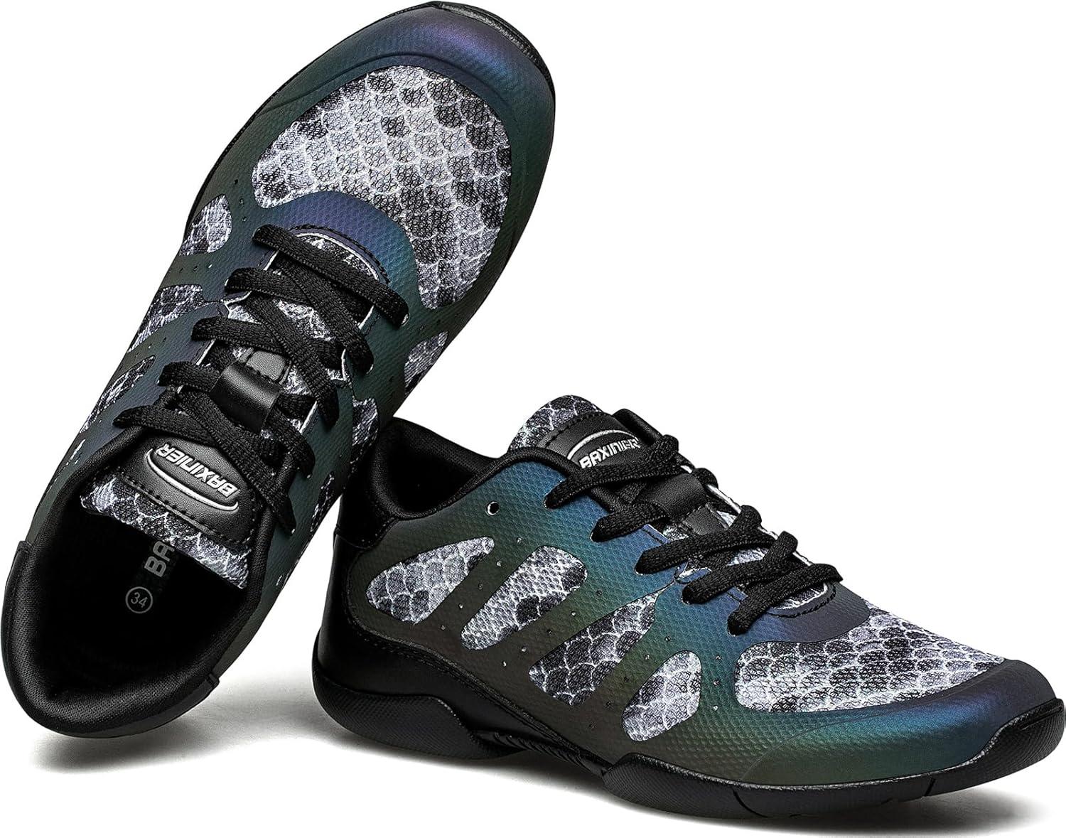 imageBAXINIER Girls Cheer Shoes White Cheerleading Dance Sneakers Kids Athletic Training Tennis Youth Competition ShoesBlack 855