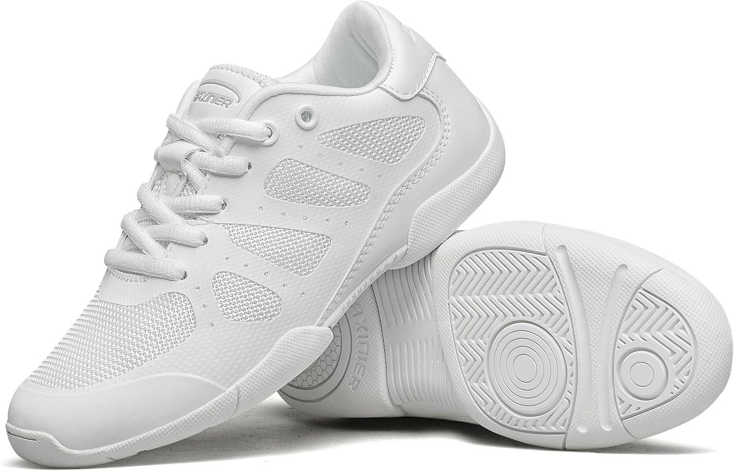 imageBAXINIER Girls Cheer Shoes White Cheerleading Dance Sneakers Kids Athletic Training Tennis Youth Competition ShoesWhite 855