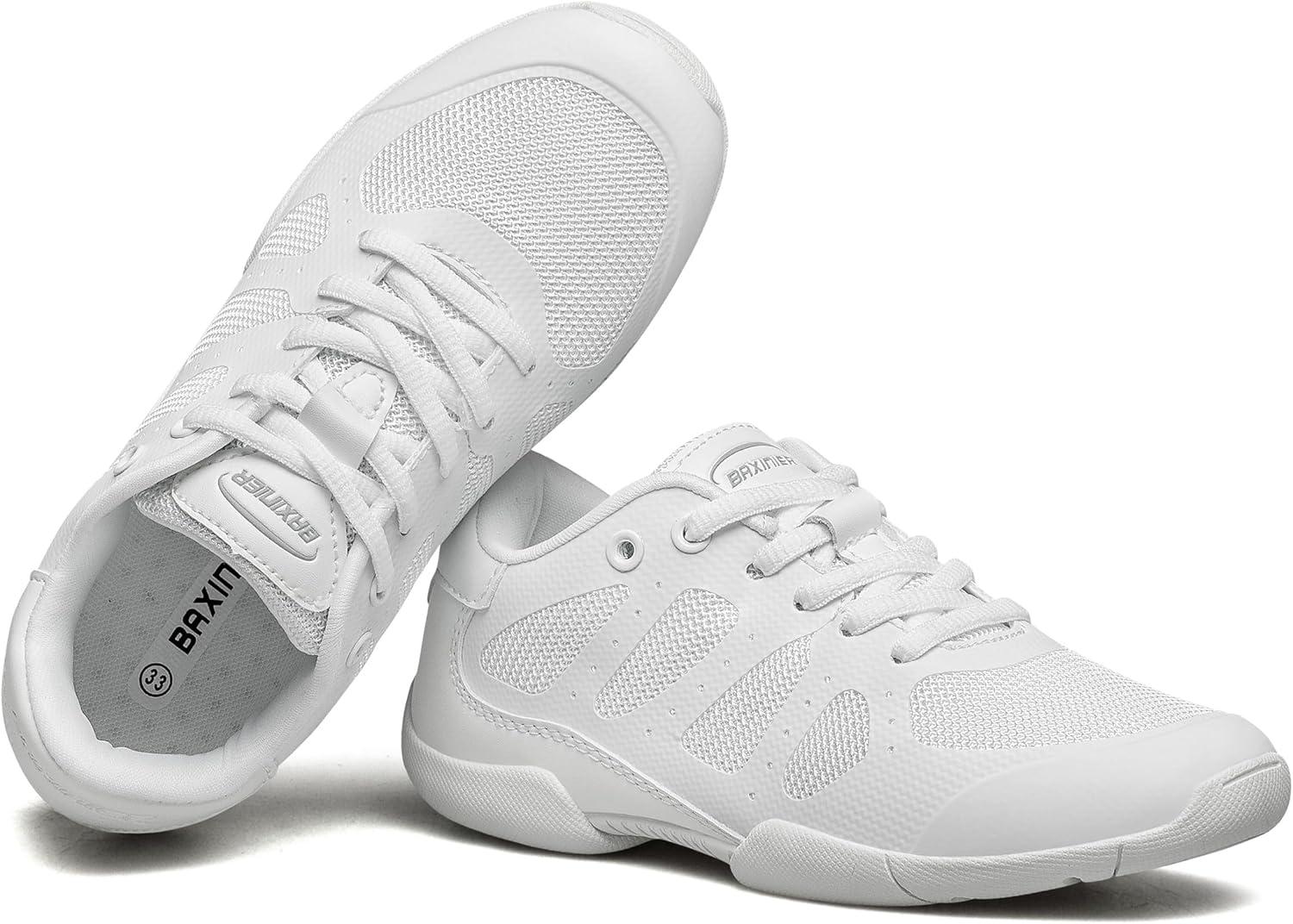 imageBAXINIER Girls Cheer Shoes White Cheerleading Dance Sneakers Kids Athletic Training Tennis Youth Competition ShoesWhite 855