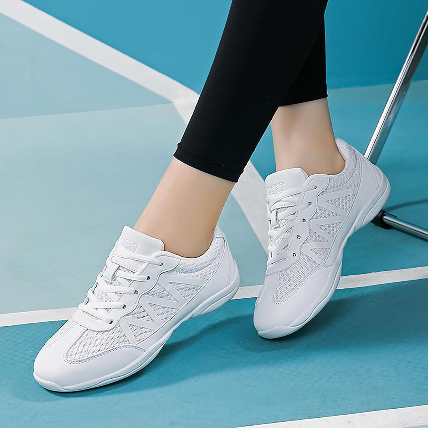 imageBAXINIER Girls Cheerleading Shoes Women White Cheer Shoes Youth Cheer Competition Sneakers Athletic Training Dance Tennis ShoesWhite 2105women