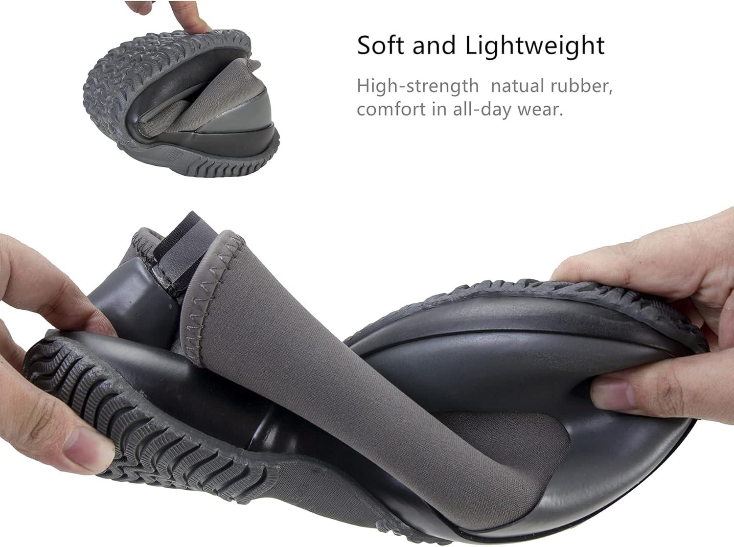 imageBAXINIER Waterproof Garden Shoes Mens Lightweight Low Short Rain Footwear Outdoor Neoprene Rubber Boots Grey 95