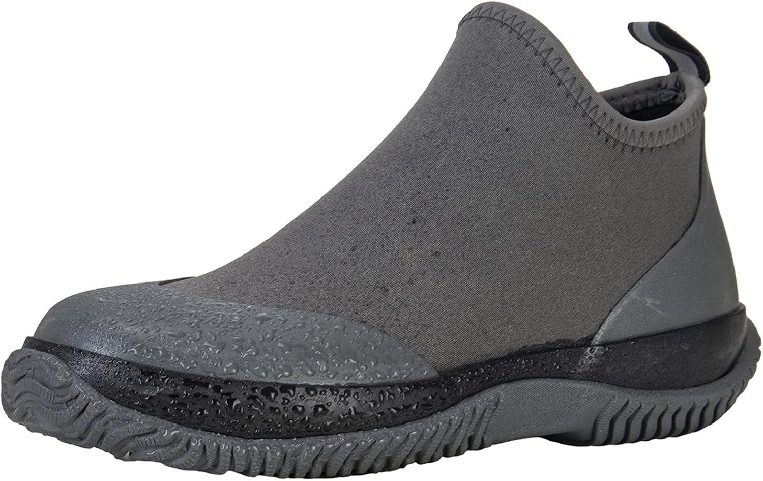 imageBAXINIER Waterproof Garden Shoes Mens Lightweight Low Short Rain Footwear Outdoor Neoprene Rubber Boots Grey 95