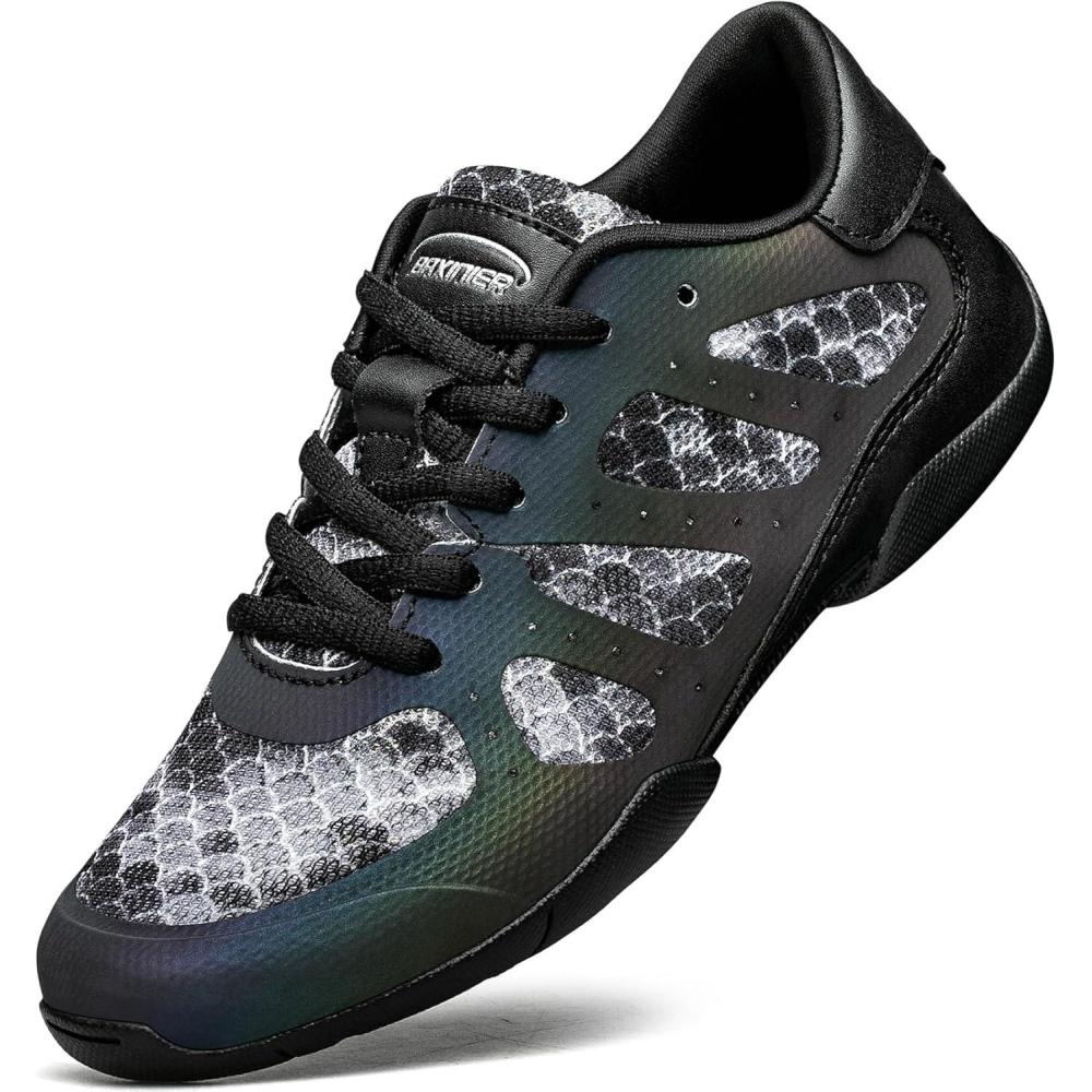 imageBAXINIER Girls Cheer Shoes White Cheerleading Dance Sneakers Kids Athletic Training Tennis Youth Competition ShoesBlack 855