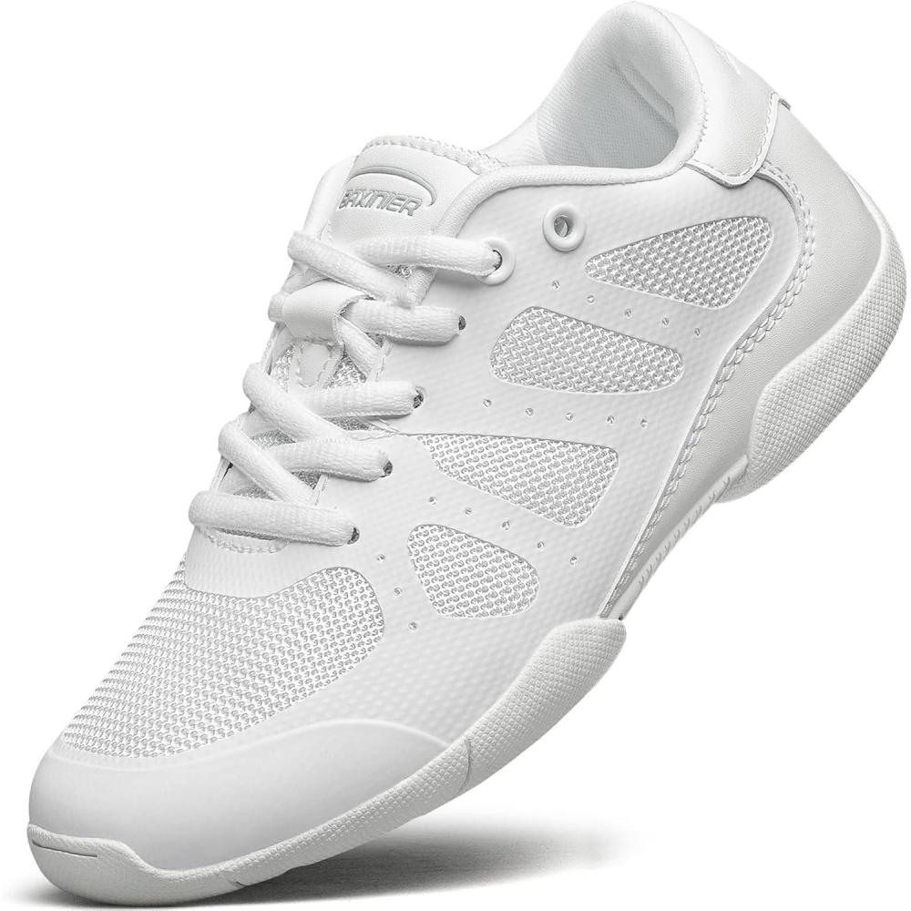 imageBAXINIER Girls Cheer Shoes White Cheerleading Dance Sneakers Kids Athletic Training Tennis Youth Competition ShoesWhite 855
