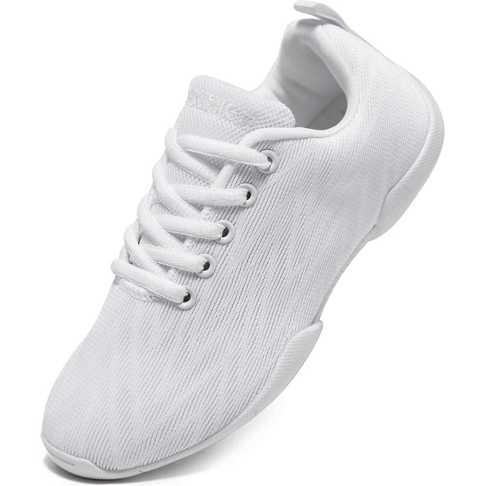 imageBAXINIER Girls White Cheerleading Shoes Breathable Youth Cheer Competition Sneakers Athletic Training Dance Tennis Walking ShoesWhite 209
