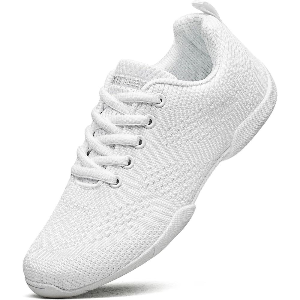 imageBAXINIER Girls White Cheerleading Shoes Breathable Youth Cheer Competition Sneakers Athletic Training Dance Tennis Walking ShoesWhite 210