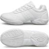 BAXINIER Girls White Cheerleading Dance Shoes Athletic Training Tennis Breathable Youth Competition Cheer Sneakers(White 610)