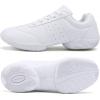 BAXINIER Girls White Cheerleading Dance Shoes Athletic Training Tennis Breathable Youth Competition Cheer Sneakers(White 6683)