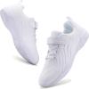 BAXINIER Girls White Cheerleading Shoes Breathable Youth Cheer Competition Sneakers Athletic Training Dance Tennis Walking Shoes(White 201)