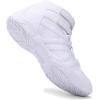 BAXINIER Girls White High Top Cheerleading Shoes Lightweight Youth Cheer Competition Sneakers Training Dance Tennis Shoes(White 301)