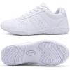 BAXINIER Youth Girls White Cheerleading Dancing Shoes Athletic Training Tennis Walking Breathable Competition Cheer Sneakers(White 002)