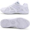 BAXINIER Youth Girls White Cheerleading Dancing Shoes Athletic Training Tennis Walking Breathable Competition Cheer Sneakers(White&grey 101)