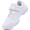 imageBAXINIER Girls White Cheerleading Dance Shoes Athletic Training Tennis Breathable Youth Competition Cheer SneakersWhite 2117