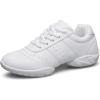 BAXINIER Girls White Cheerleading Dance Shoes Athletic Training Tennis Breathable Youth Competition Cheer Sneakers(White 610)
