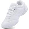 BAXINIER Girls White Cheerleading Dance Shoes Athletic Training Tennis Breathable Youth Competition Cheer Sneakers(White 6683)